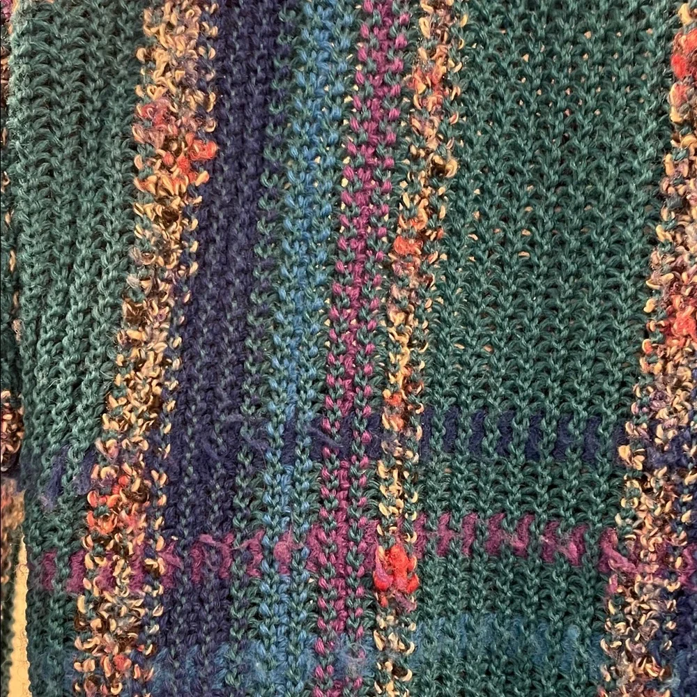 VINTAGE! Colorful Teal, Blue, & Purple Retro Cardigan, Women’s Medium - Picture 6 of 9